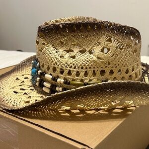 Stylish Tan and Brown Woven Hat